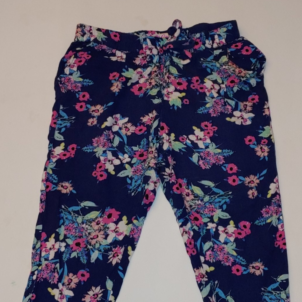 Candies Dark Blue Drawstring Floral Pants